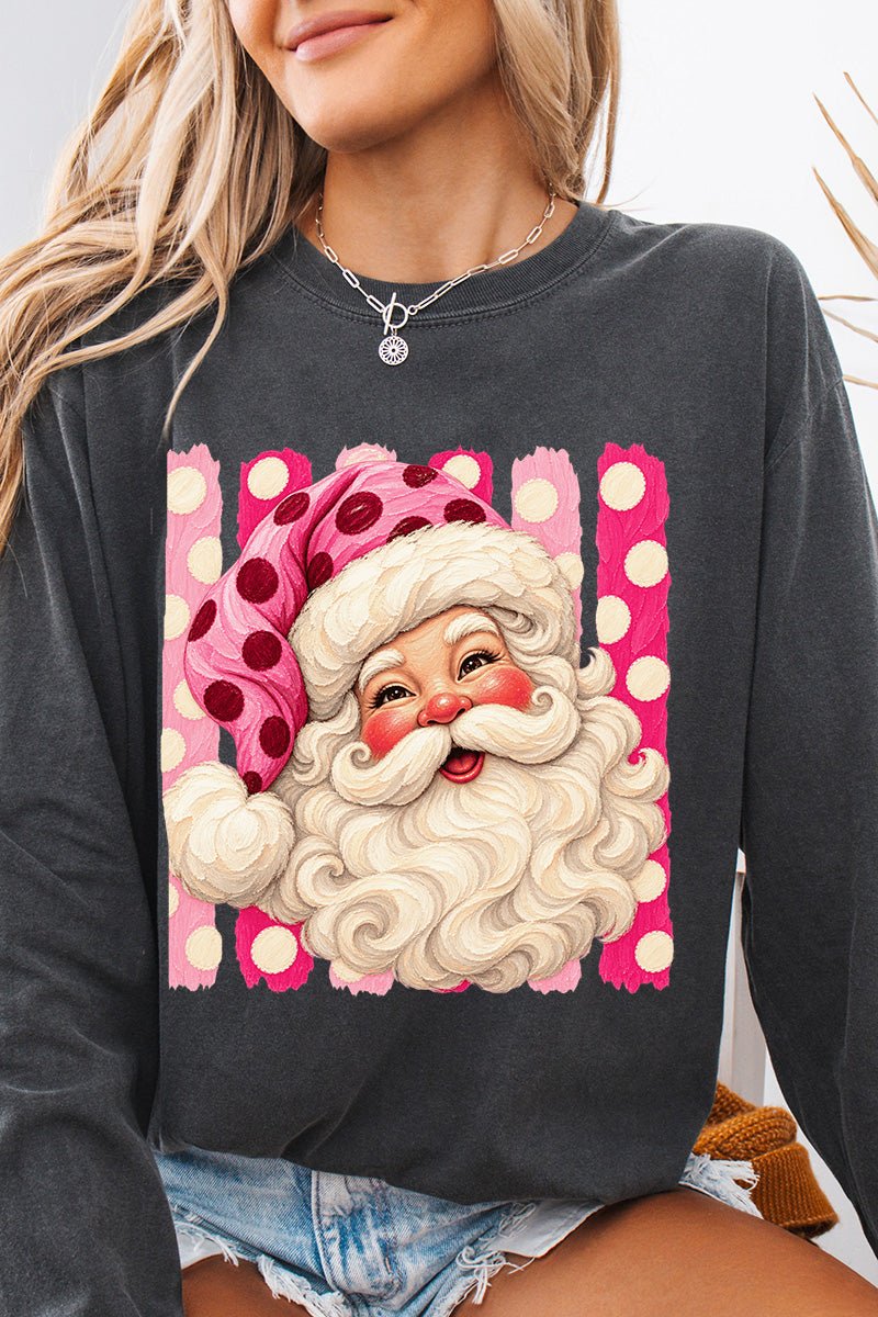 Pink Dot Jolly Santa Comfort Colors Heavyweight Long T-Shirt - Wholesale Accessory Market