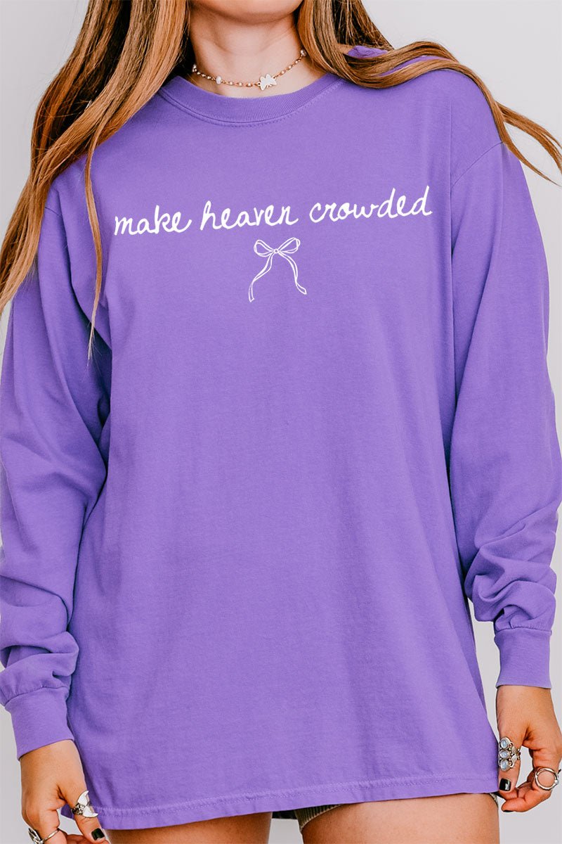 White Make Heaven Crowded Coquette Comfort Colors Heavyweight Long Sleeve T-Shirt - Wholesale Accessory Market