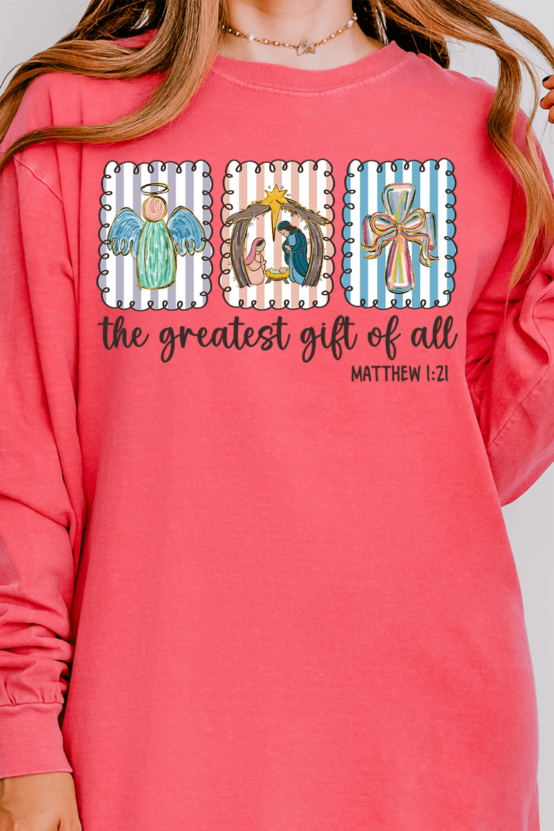 Jesus, Greatest Gift Comfort Colors Heavyweight Long Sleeve T-Shirt - Wholesale Accessory Market