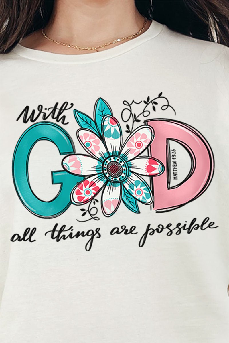 Floral With God Combed Cotton T-Shirt - Wholesale Accessory Market