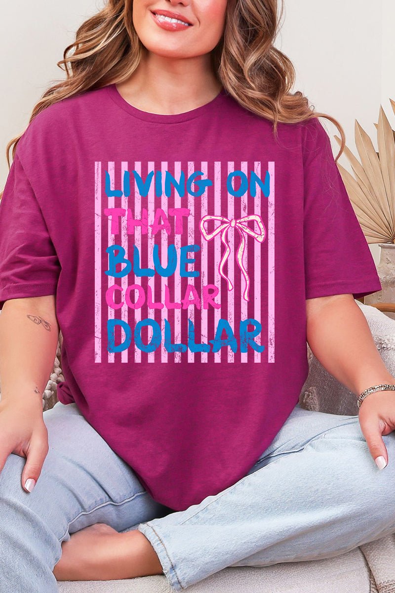 Striped Blue Collar Dollar Pink And Blue Softstyle Adult T-Shirt - Wholesale Accessory Market