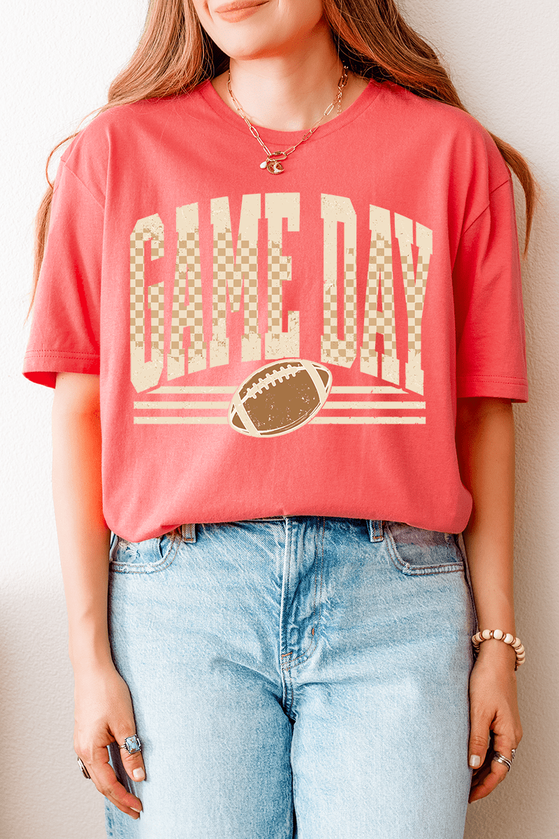 Checkered Taupe Game Day Softstyle Adult T-Shirt - Wholesale Accessory Market