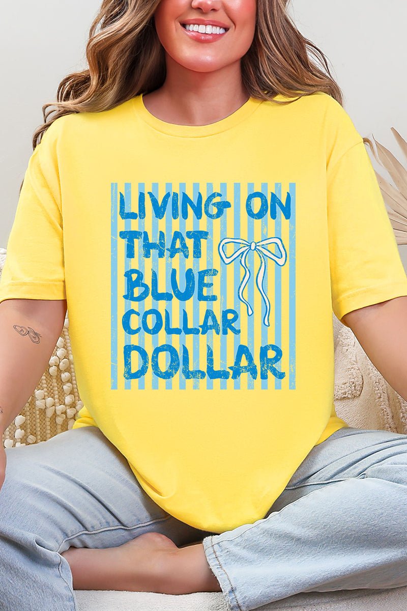 Striped Blue Collar Dollar Blue Softstyle Adult T-Shirt - Wholesale Accessory Market