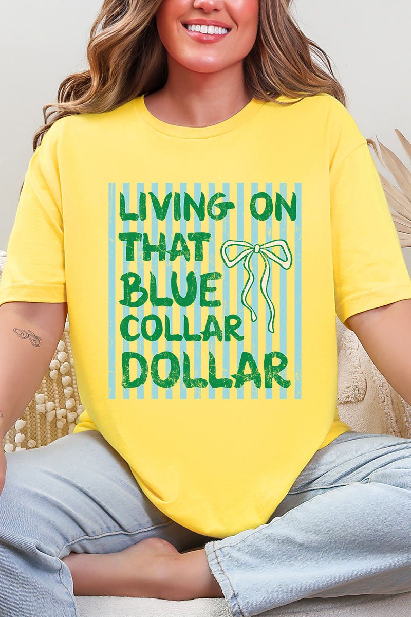 Striped Blue Collar Dollar Blue And Green Softstyle Adult T-Shirt - Wholesale Accessory Market