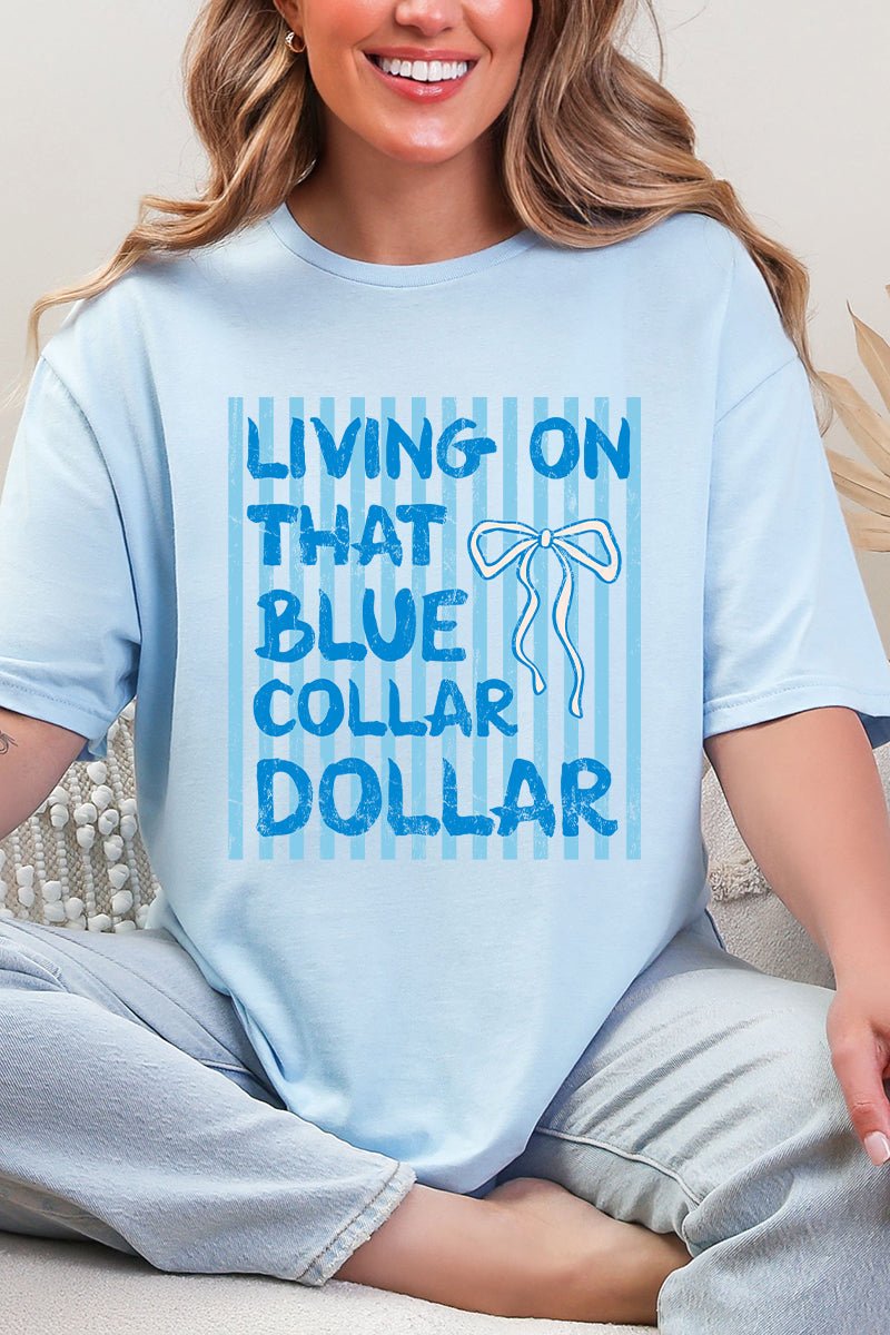 Striped Blue Collar Dollar Blue Softstyle Adult T-Shirt - Wholesale Accessory Market