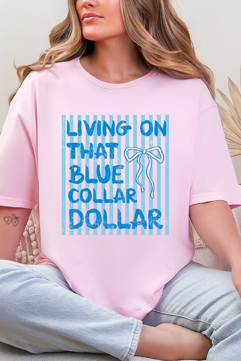 Striped Blue Collar Dollar Blue Softstyle Adult T-Shirt - Wholesale Accessory Market
