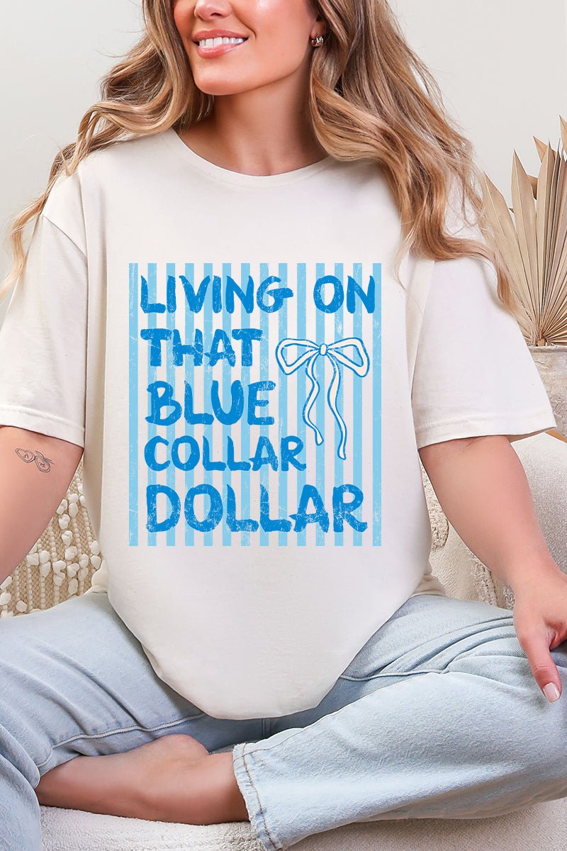 Striped Blue Collar Dollar Blue Softstyle Adult T-Shirt - Wholesale Accessory Market