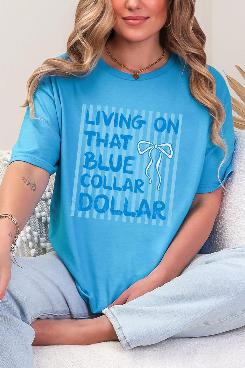 Striped Blue Collar Dollar Blue Softstyle Adult T-Shirt - Wholesale Accessory Market