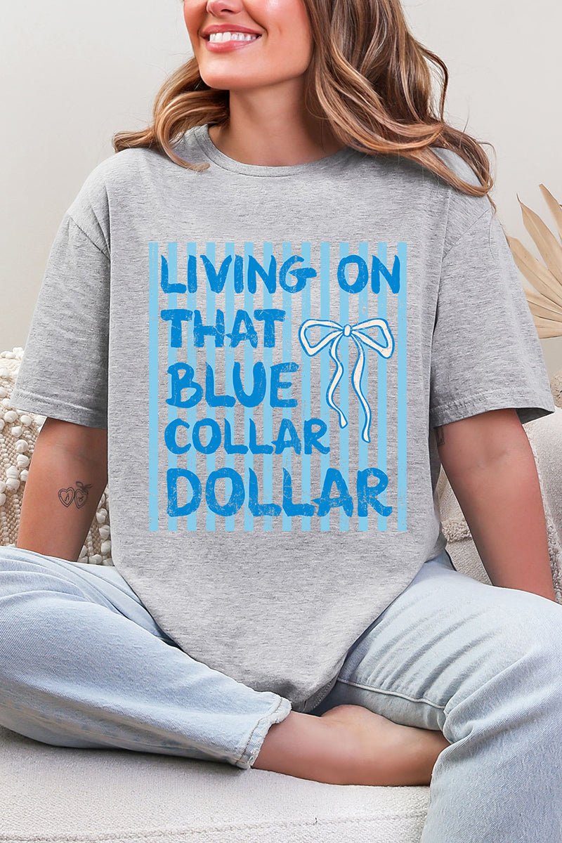 Striped Blue Collar Dollar Blue Softstyle Adult T-Shirt - Wholesale Accessory Market