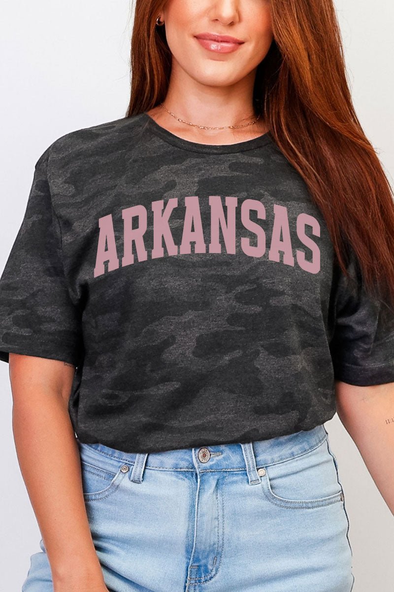 Pink Arched Arkansas Fine Jersey Tee - Wholesale Accessory Market