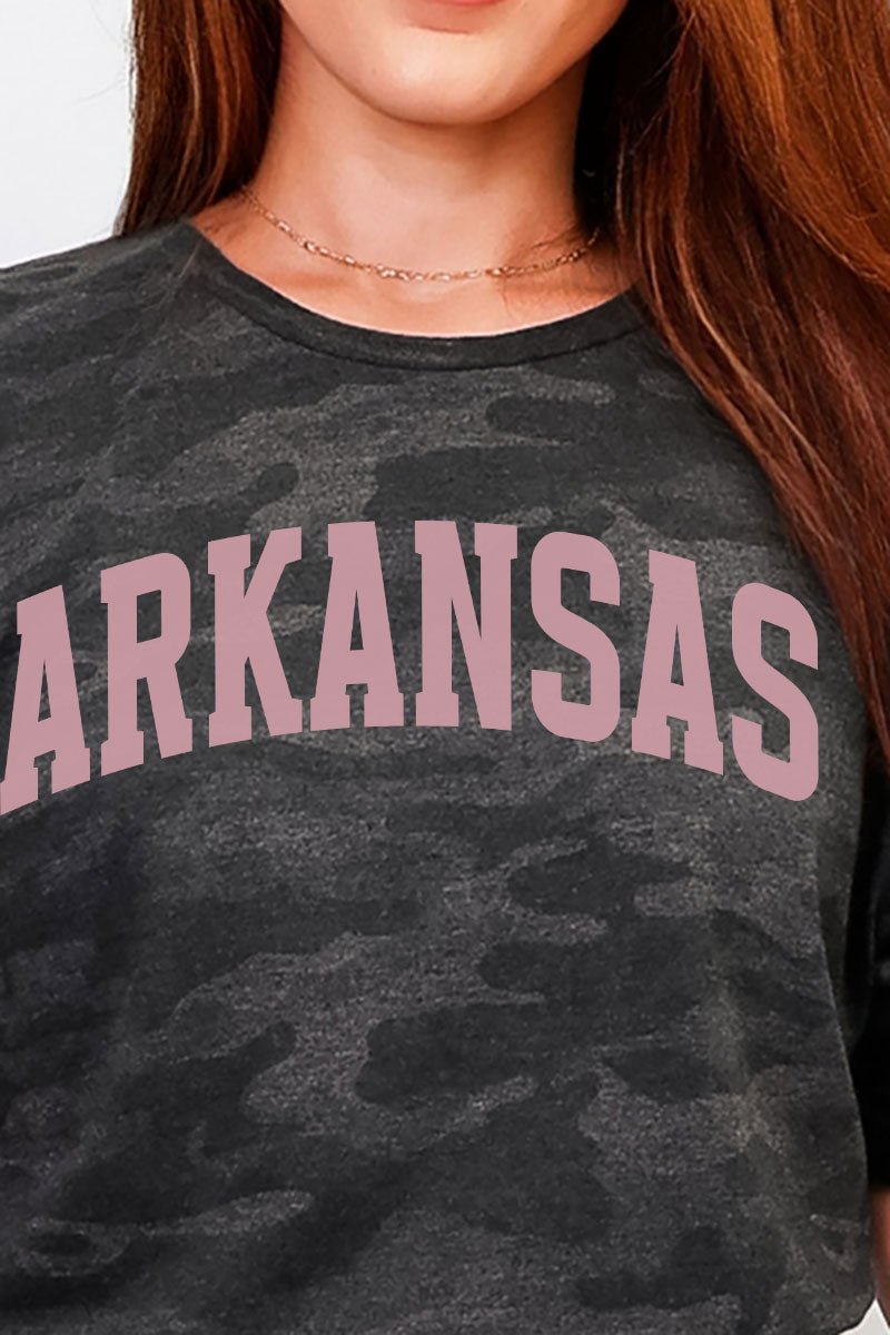 Pink Arched Arkansas Fine Jersey Tee - Wholesale Accessory Market