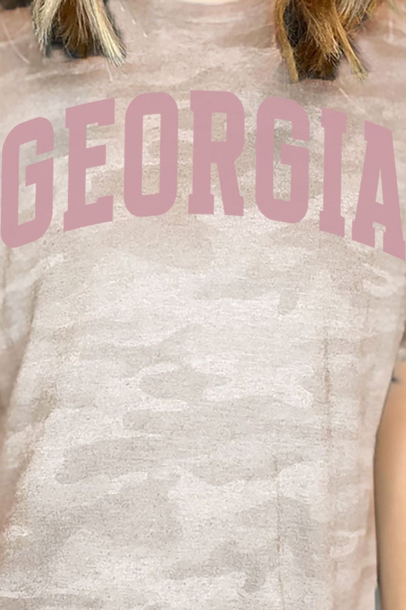 Pink Arched Georgia Fine Jersey Tee - Wholesale Accessory Market