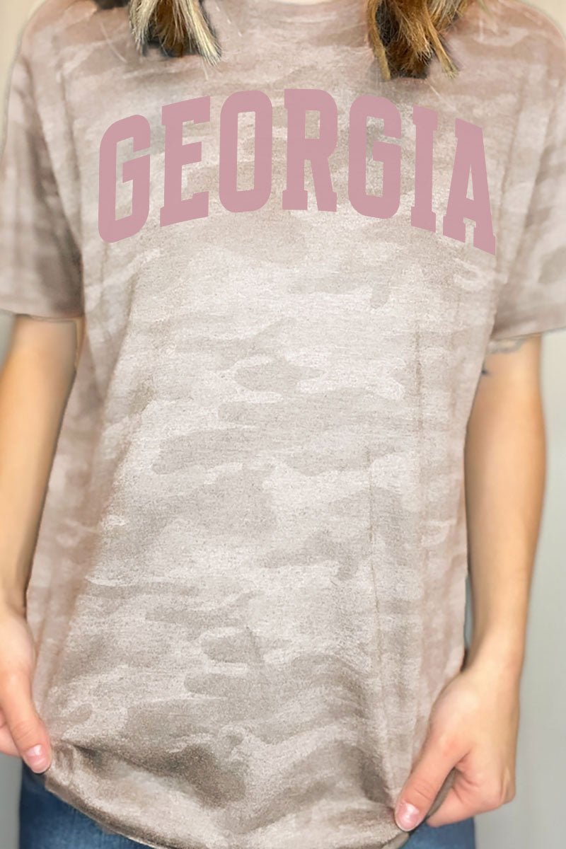 Pink Arched Georgia Fine Jersey Tee - Wholesale Accessory Market