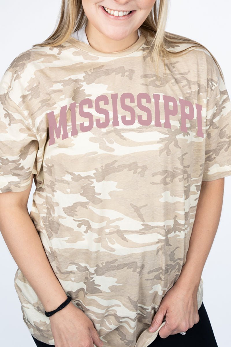 Pink Arched Mississippi Fine Jersey Tee - Wholesale Accessory Market