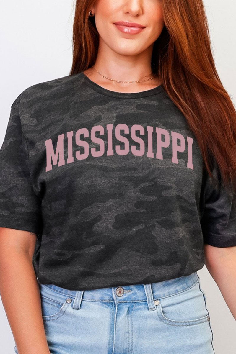 Pink Arched Mississippi Fine Jersey Tee - Wholesale Accessory Market