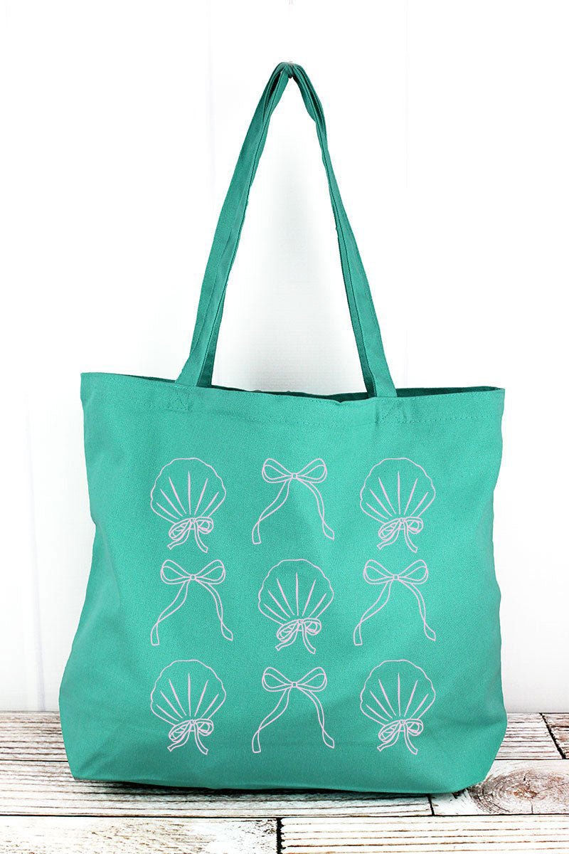 Bows And Shells Pigment - Dyed Large Canvas Tote - Wholesale Accessory Market