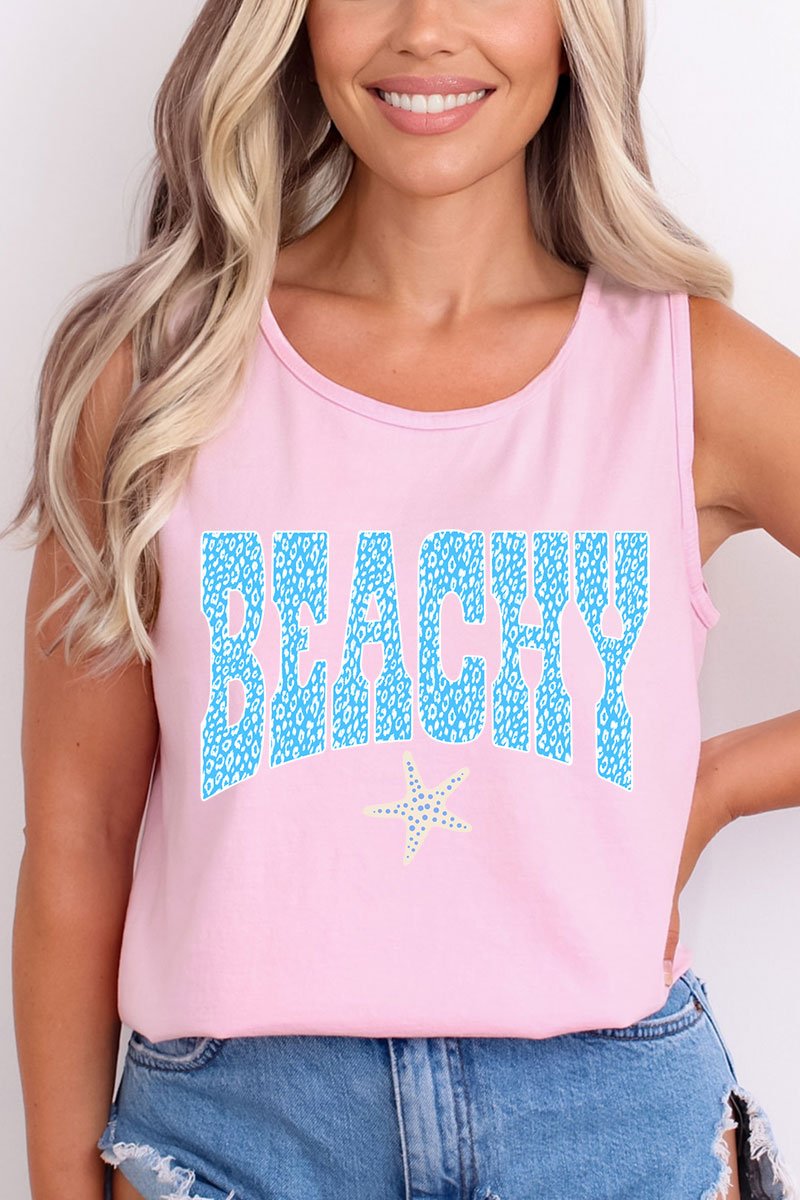 Coastal Beachy Leopard Comfort Colors Cotton Tank Top - Wholesale Accessory Market