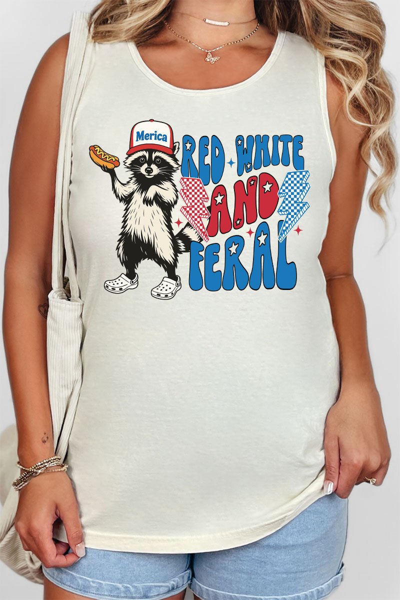 Red, White, And Feral Comfort Colors Cotton Tank Top - Wholesale Accessory Market