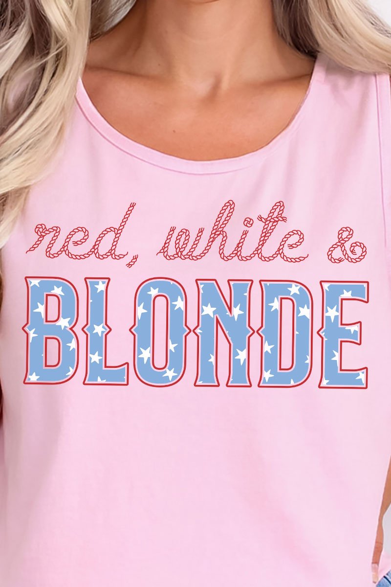 Red, White & Blonde Comfort Colors Cotton Tank Top - Wholesale Accessory Market