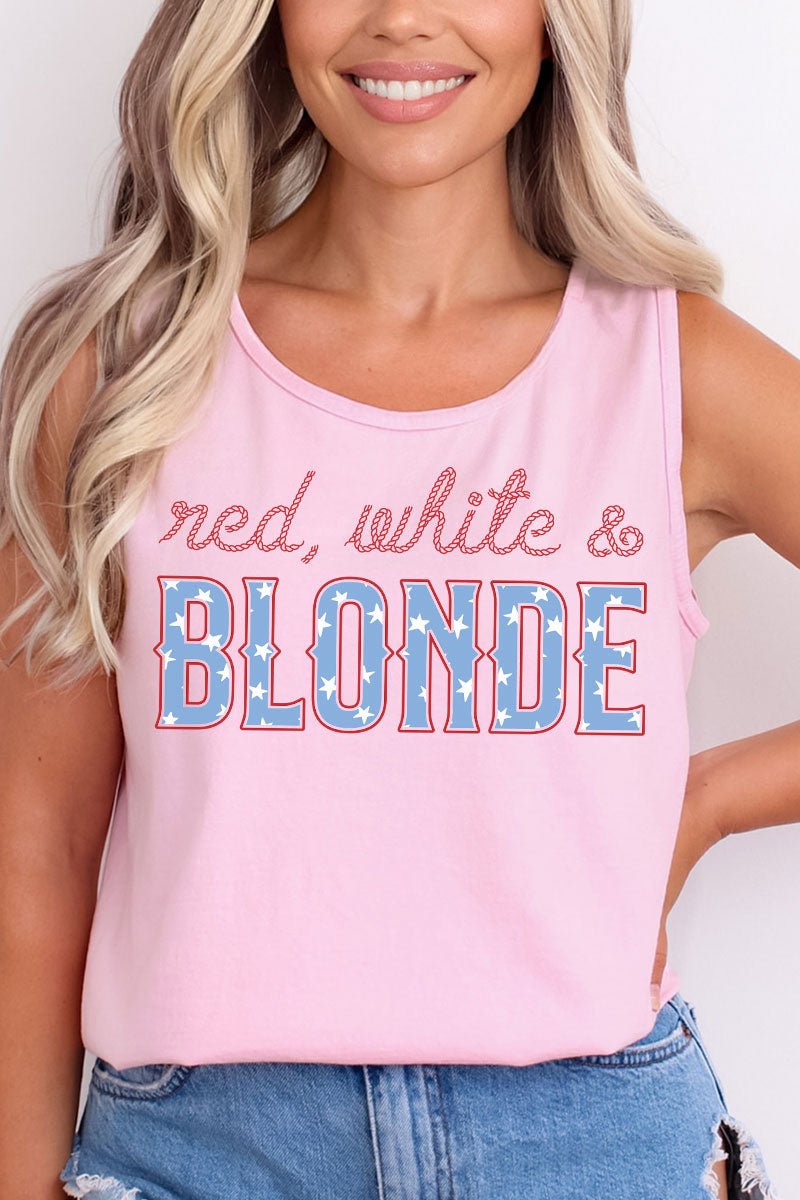 Red, White & Blonde Comfort Colors Cotton Tank Top - Wholesale Accessory Market