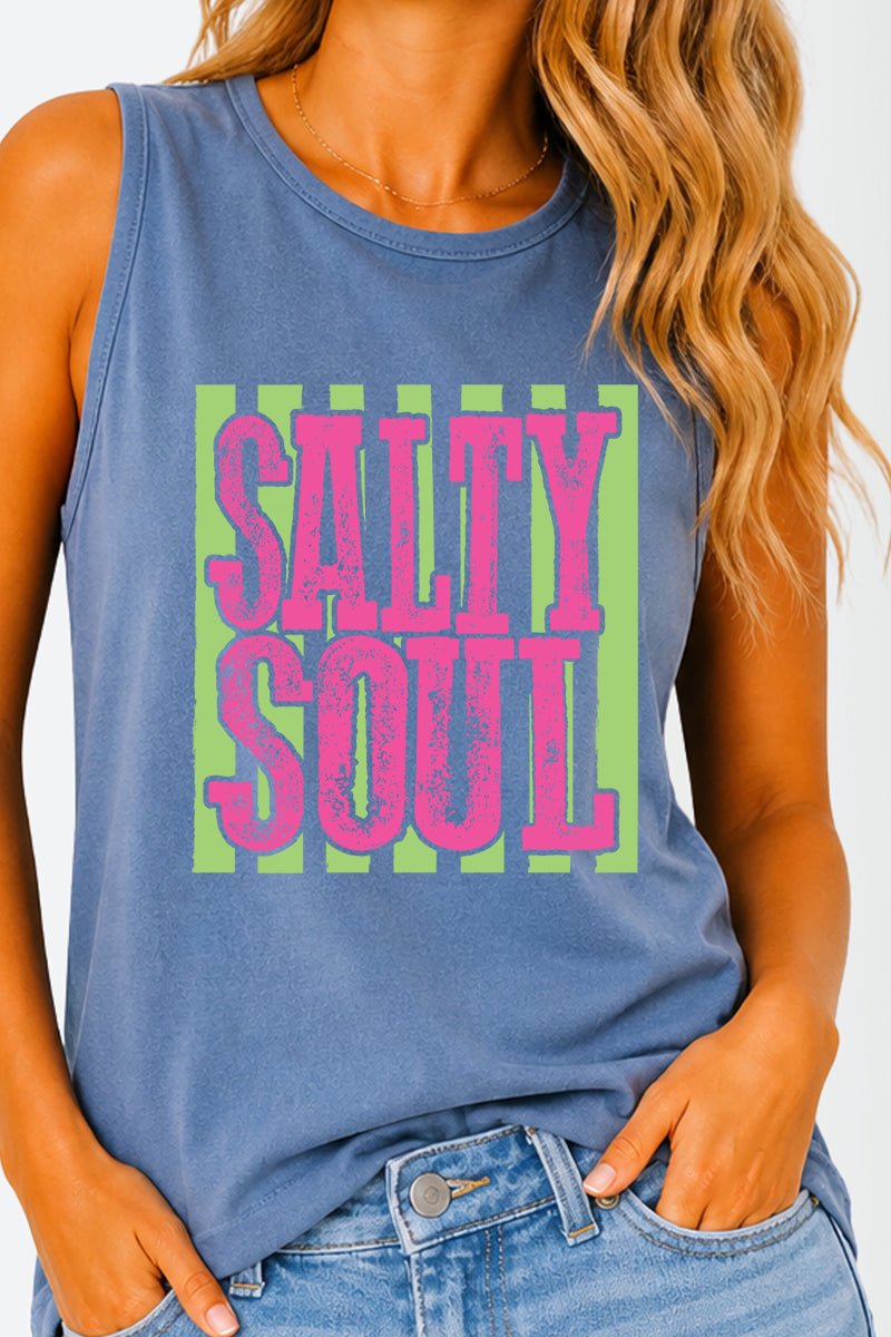 Striped Salty Soul Comfort Colors Cotton Tank Top - Wholesale Accessory Market