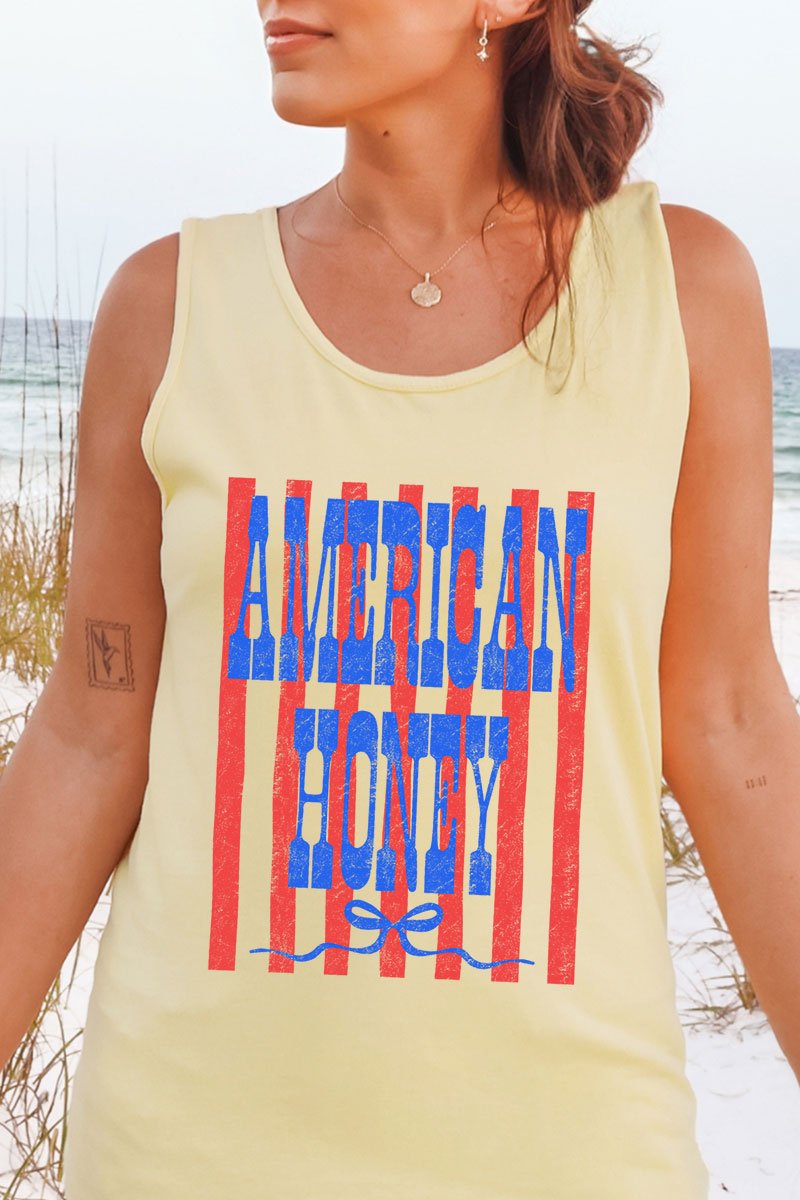 Blue American Honey Energy Comfort Colors Cotton Tank Top - Wholesale Accessory Market