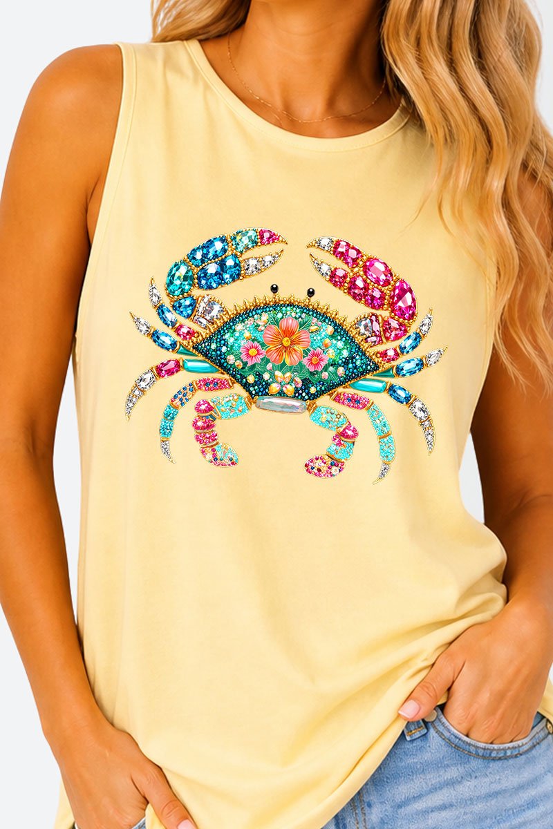 Seaside Sparkle Crab Comfort Colors Cotton Tank Top - Wholesale Accessory Market