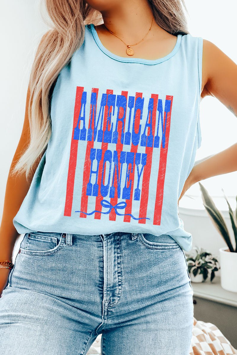 Blue American Honey Energy Comfort Colors Cotton Tank Top - Wholesale Accessory Market