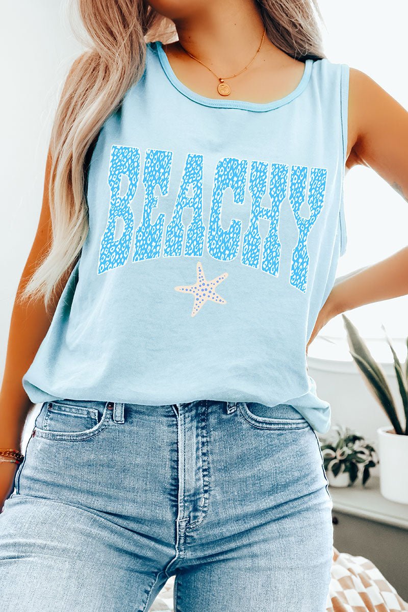 Coastal Beachy Leopard Comfort Colors Cotton Tank Top - Wholesale Accessory Market