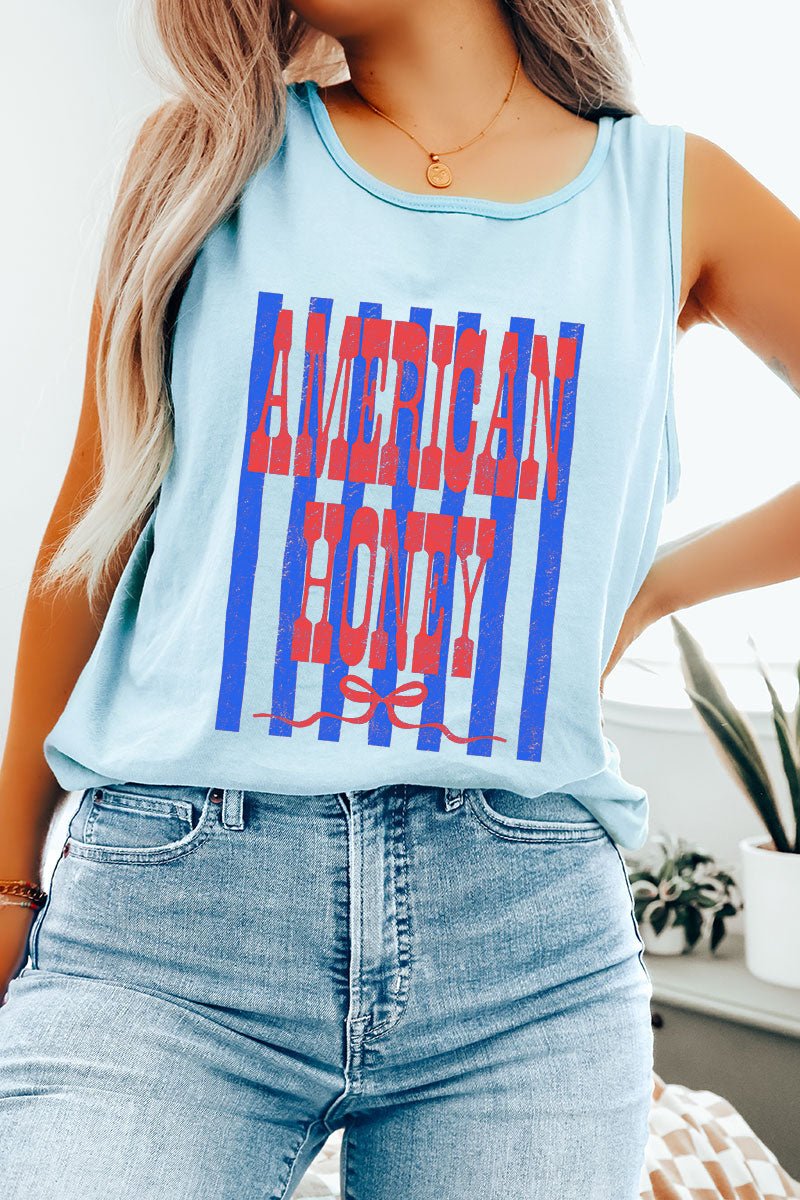 Red American Honey Energy Comfort Colors Cotton Tank Top - Wholesale Accessory Market
