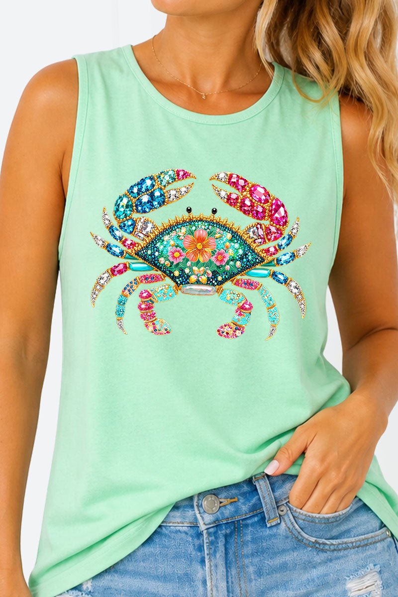 Seaside Sparkle Crab Comfort Colors Cotton Tank Top - Wholesale Accessory Market
