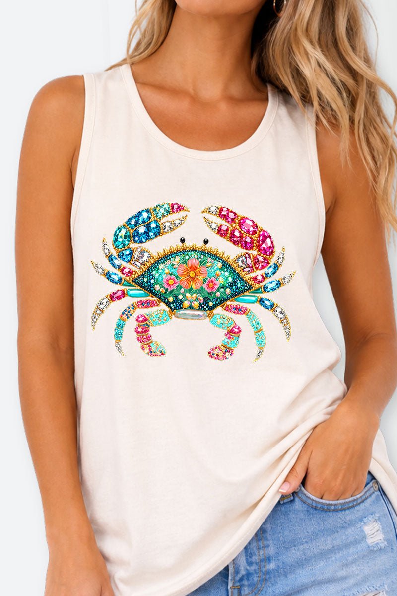 Seaside Sparkle Crab Comfort Colors Cotton Tank Top - Wholesale Accessory Market