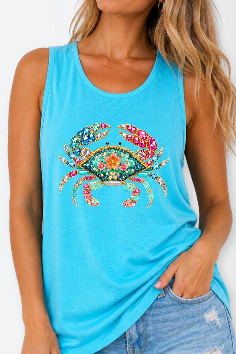 Seaside Sparkle Crab Comfort Colors Cotton Tank Top - Wholesale Accessory Market
