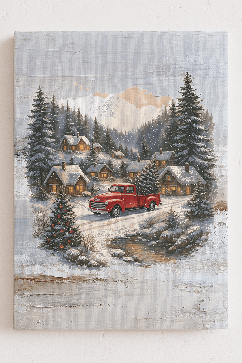Nostalgic Snowfall On Main Street Ready To Frame Canvas Print - Wholesale Accessory Market