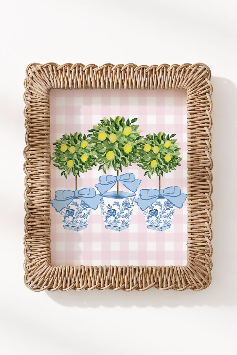 Pink Gingham Lemon Grove Trio Ready To Frame Canvas Print - Wholesale Accessory Market