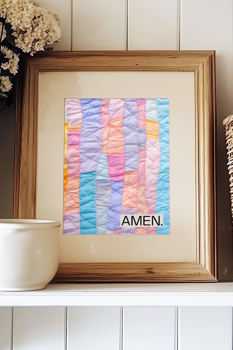 Quilted Amen Ready To Frame Canvas Print - Wholesale Accessory Market