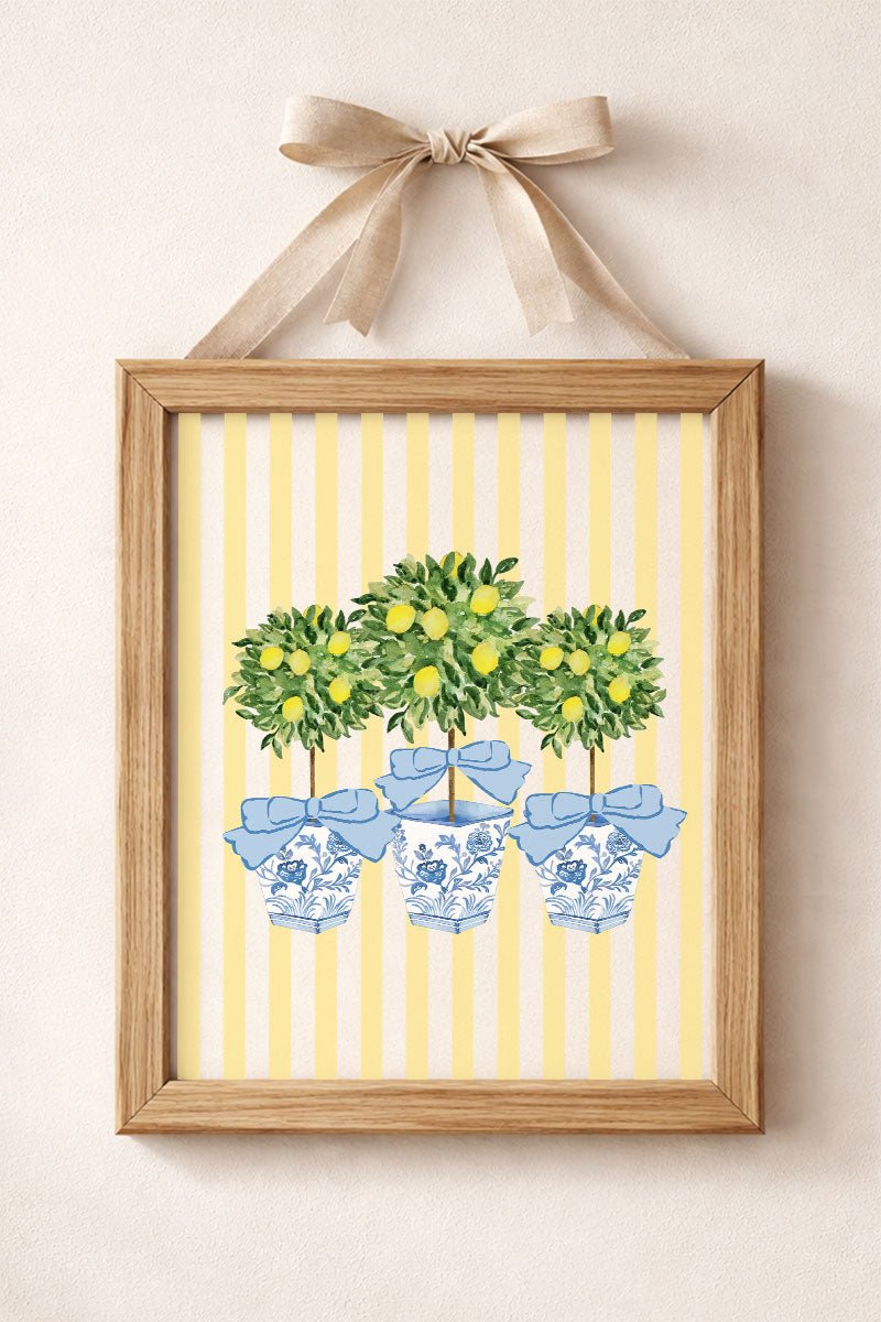 Striped Lemon Grove Trio Ready To Frame Canvas Print - Wholesale Accessory Market