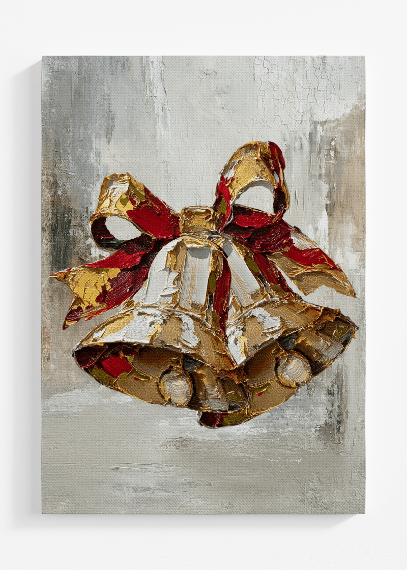 The Painted Rustic Christmas Bells Ready To Frame Canvas Print - Wholesale Accessory Market