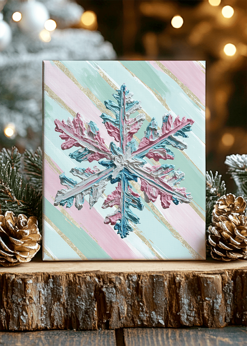 Gilded Stripes The Painted Snowflake Stretched Canvas Print - Wholesale Accessory Market