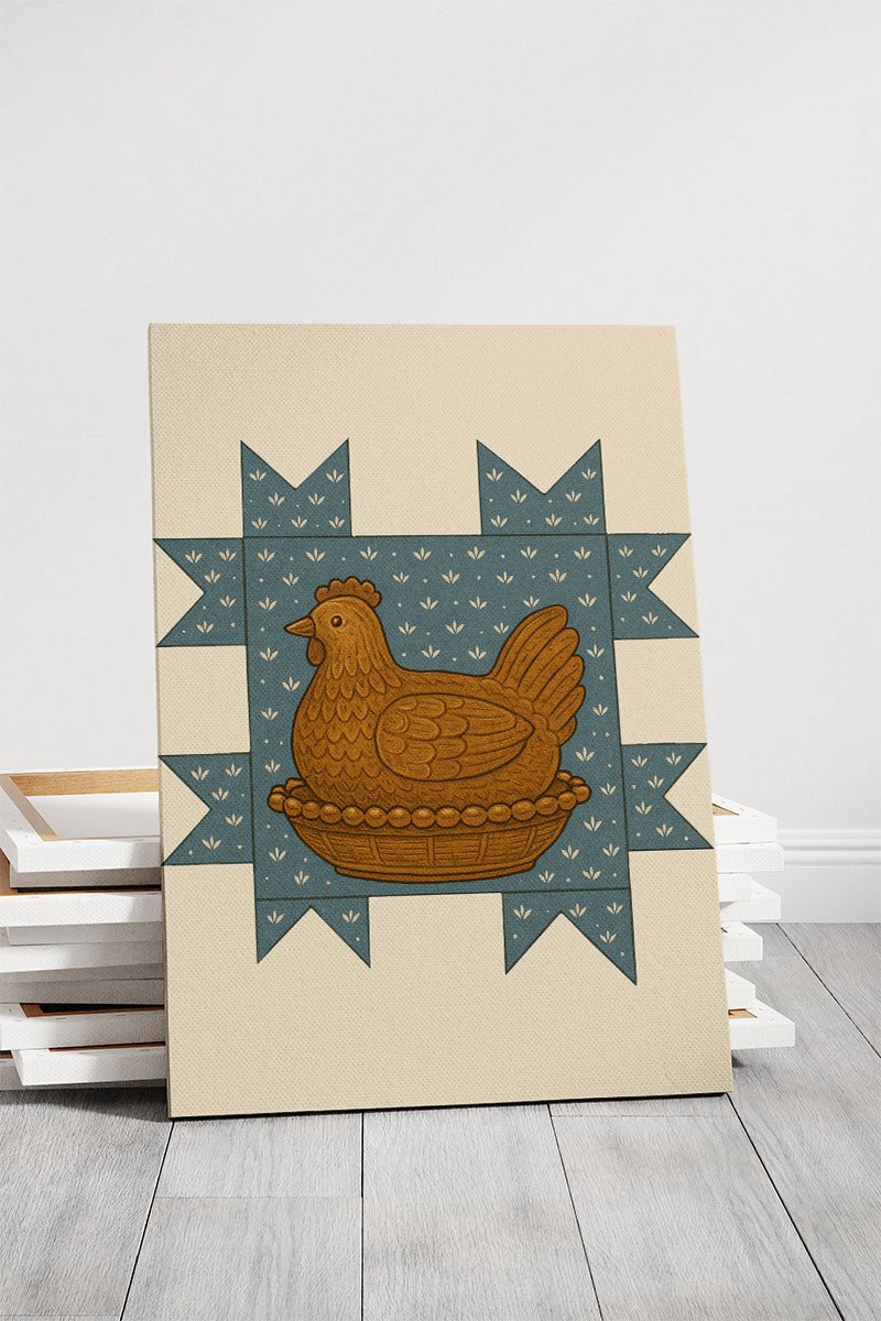 Homestead Hen Stretched Canvas Print - Wholesale Accessory Market