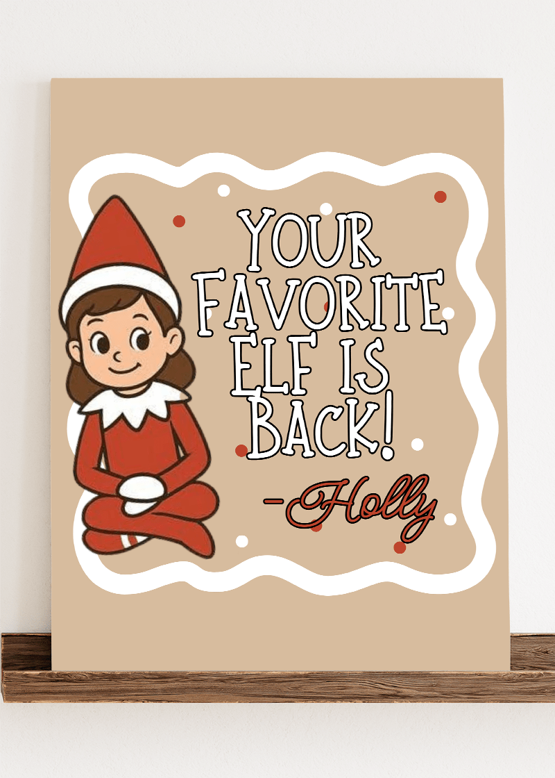 Personalized Favorite Elf Note Stretched Canvas Print *Customize with Elf Name - Wholesale Accessory Market