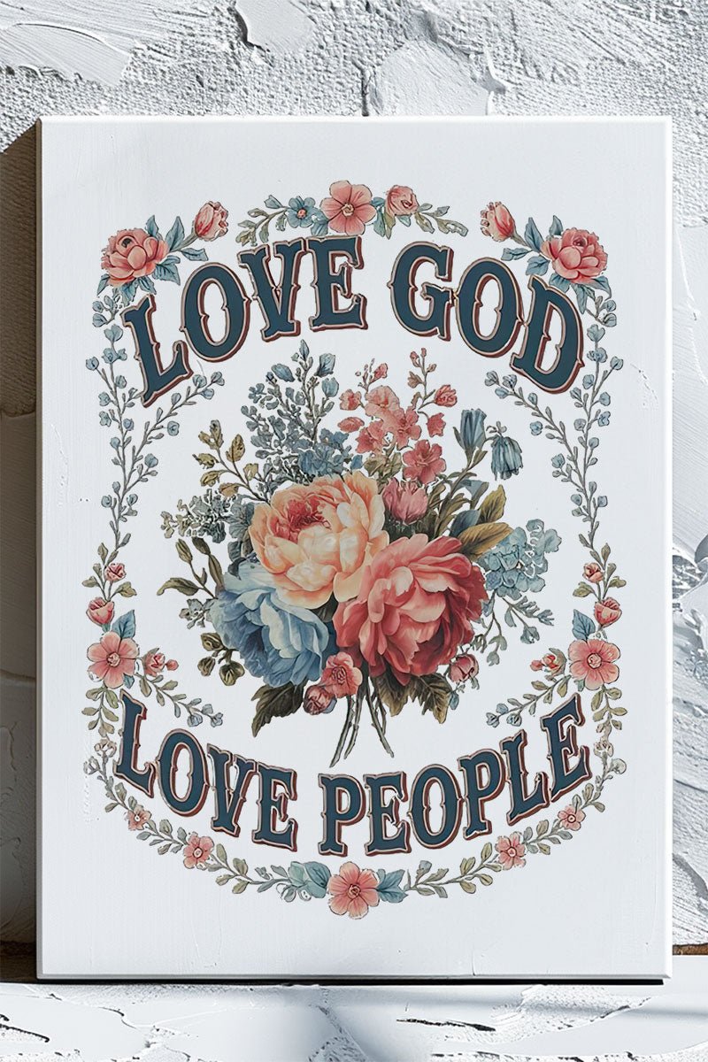 Vintage Love God Love People Stretched Canvas Print - Wholesale Accessory Market