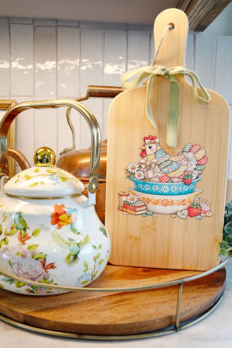 Stitches & Stoneware Wood Cutting Board - Wholesale Accessory Market