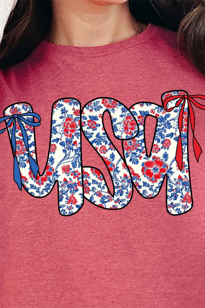 Floral USA Softstyle Adult T-Shirt - Wholesale Accessory Market
