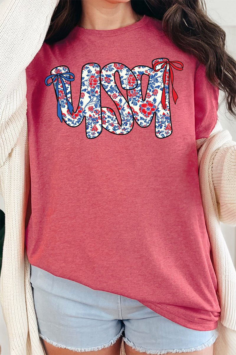 Floral USA Softstyle Adult T-Shirt - Wholesale Accessory Market