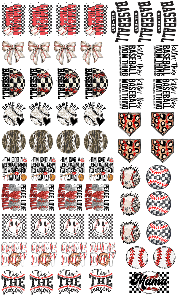 22 x 36 Baseball Pre - Made Hat Gang Sheet - Wholesale Accessory Market