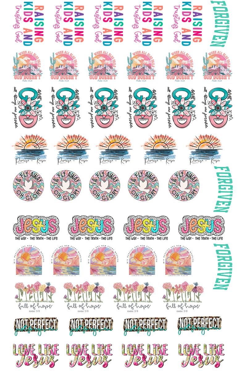 22 x 36 Religious Version 2 Pre - Made Hat Gang Sheet - Wholesale Accessory Market