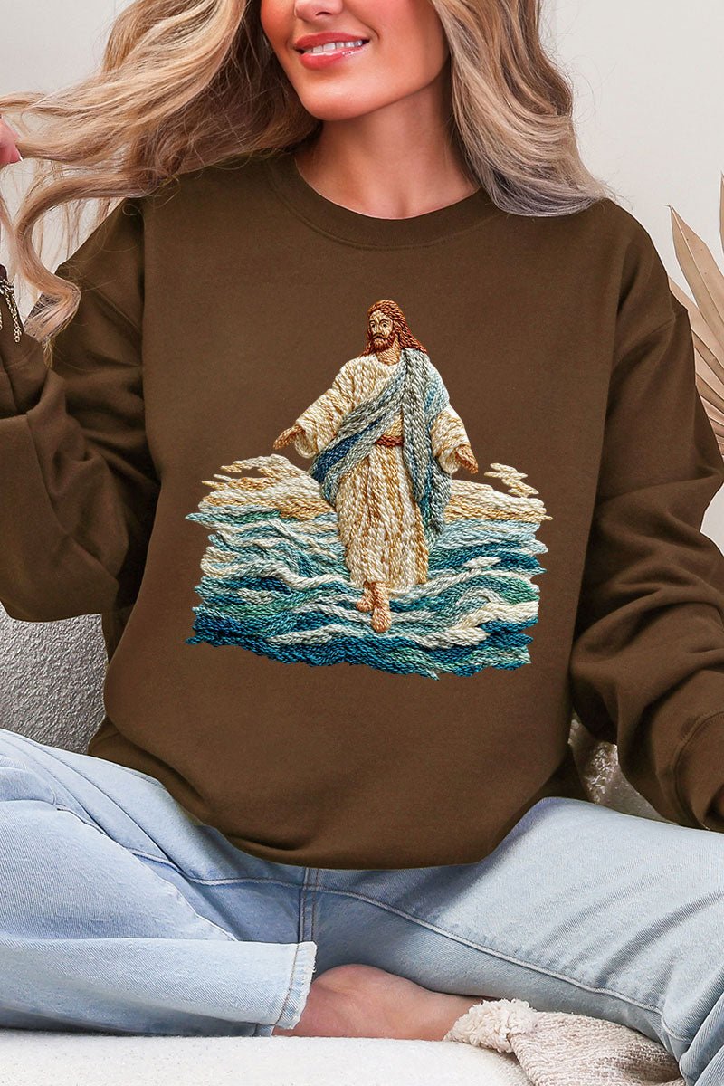 Faux Yarn Walking On Water Ecosmart Crewneck Sweatshirt - Wholesale Accessory Market