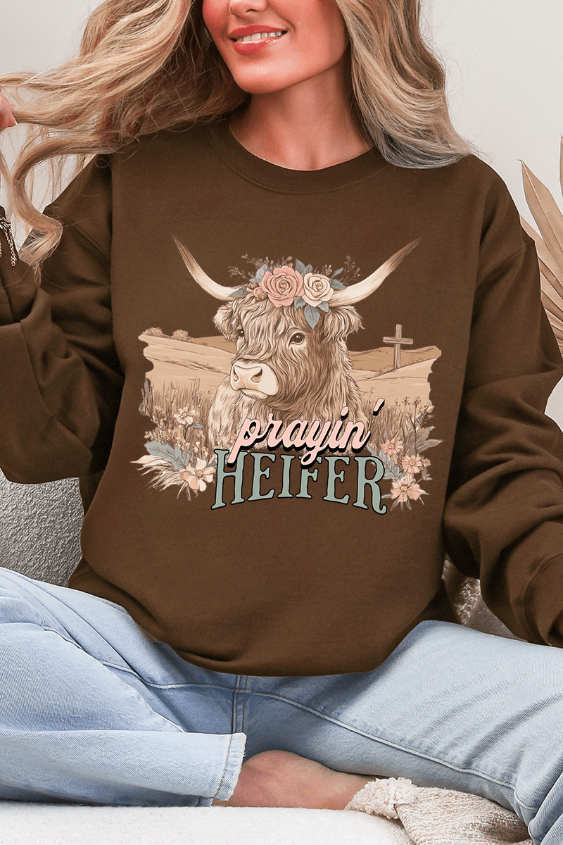 Prayin' Heifer Ecosmart Crewneck Sweatshirt - Wholesale Accessory Market