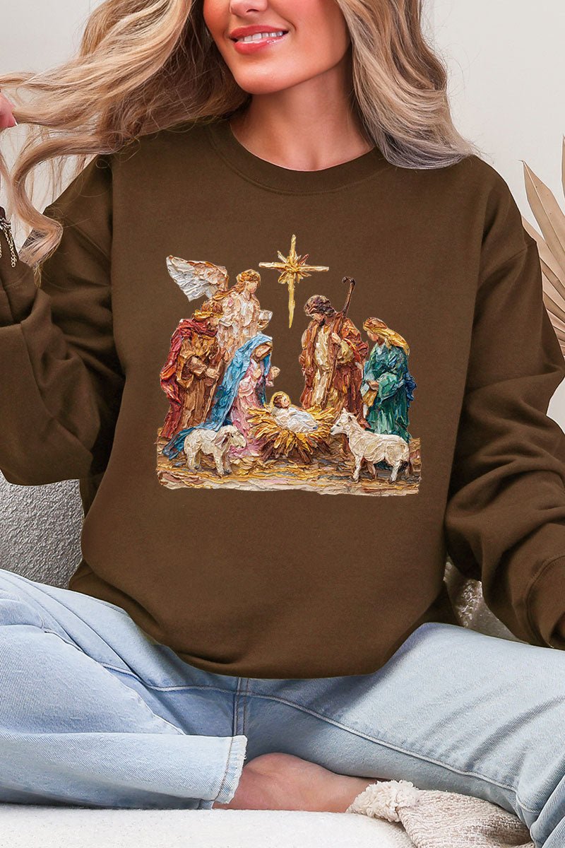 The Painted Nativity Scene Ecosmart Crewneck Sweatshirt - Wholesale Accessory Market